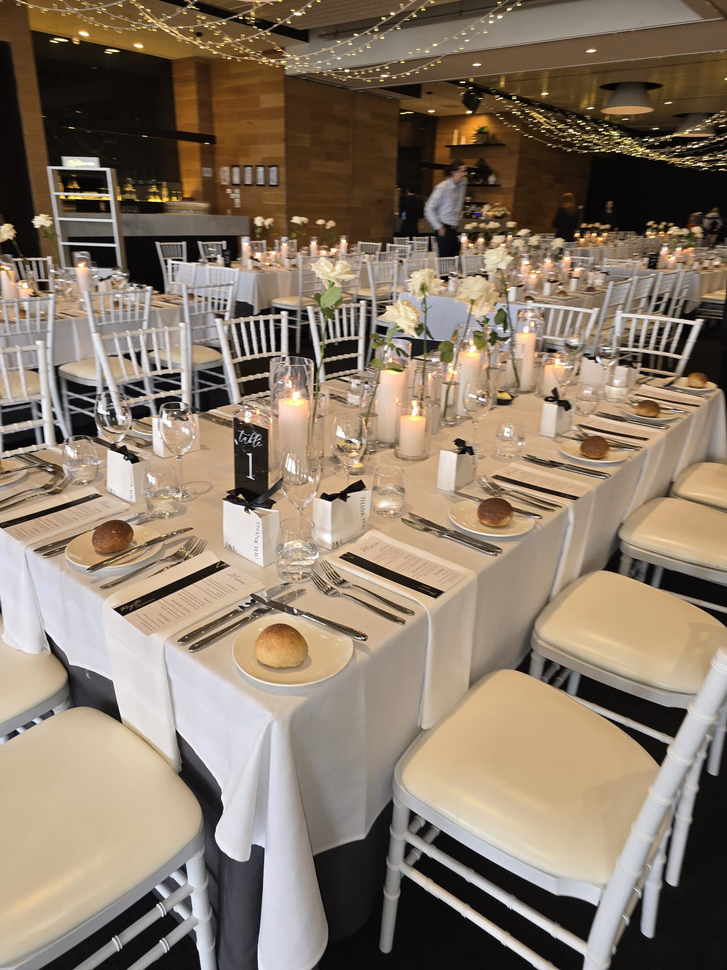 Reception table styling at sunset
