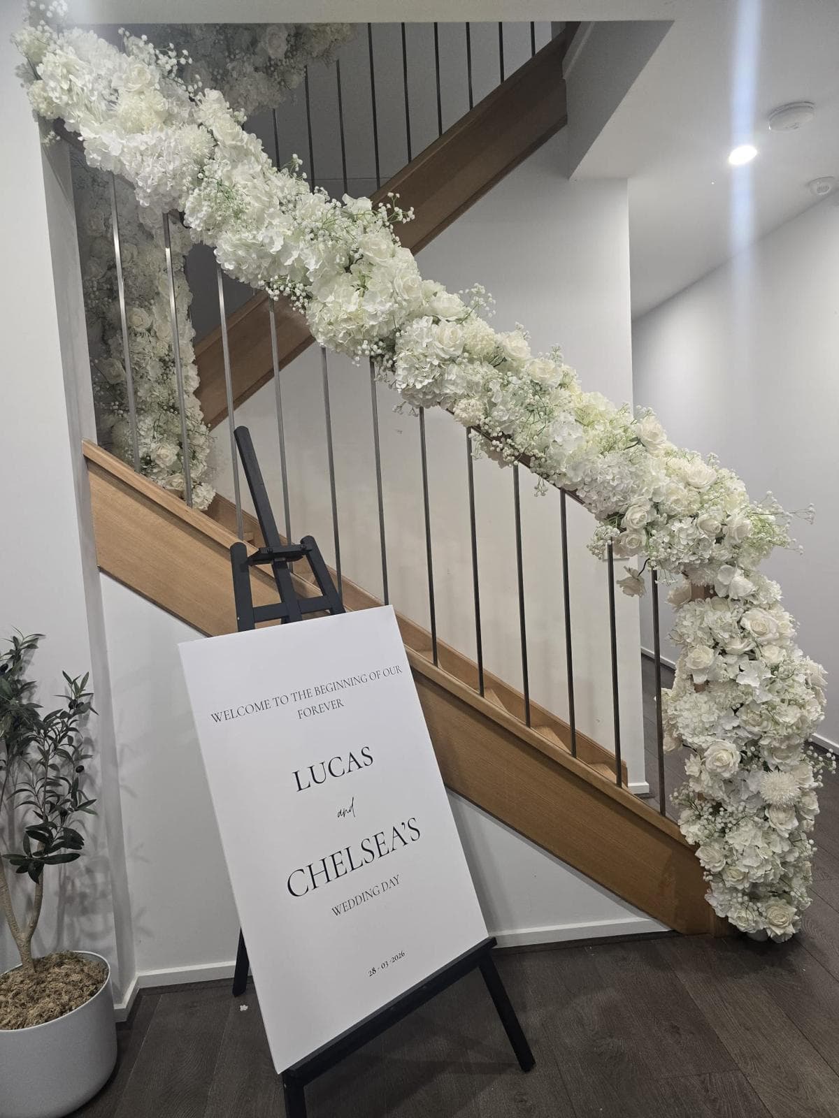 Staircase with cascading florals
