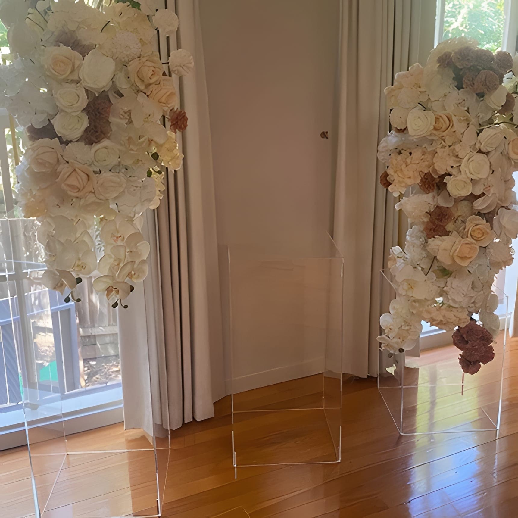 Clear square acrylic plinths